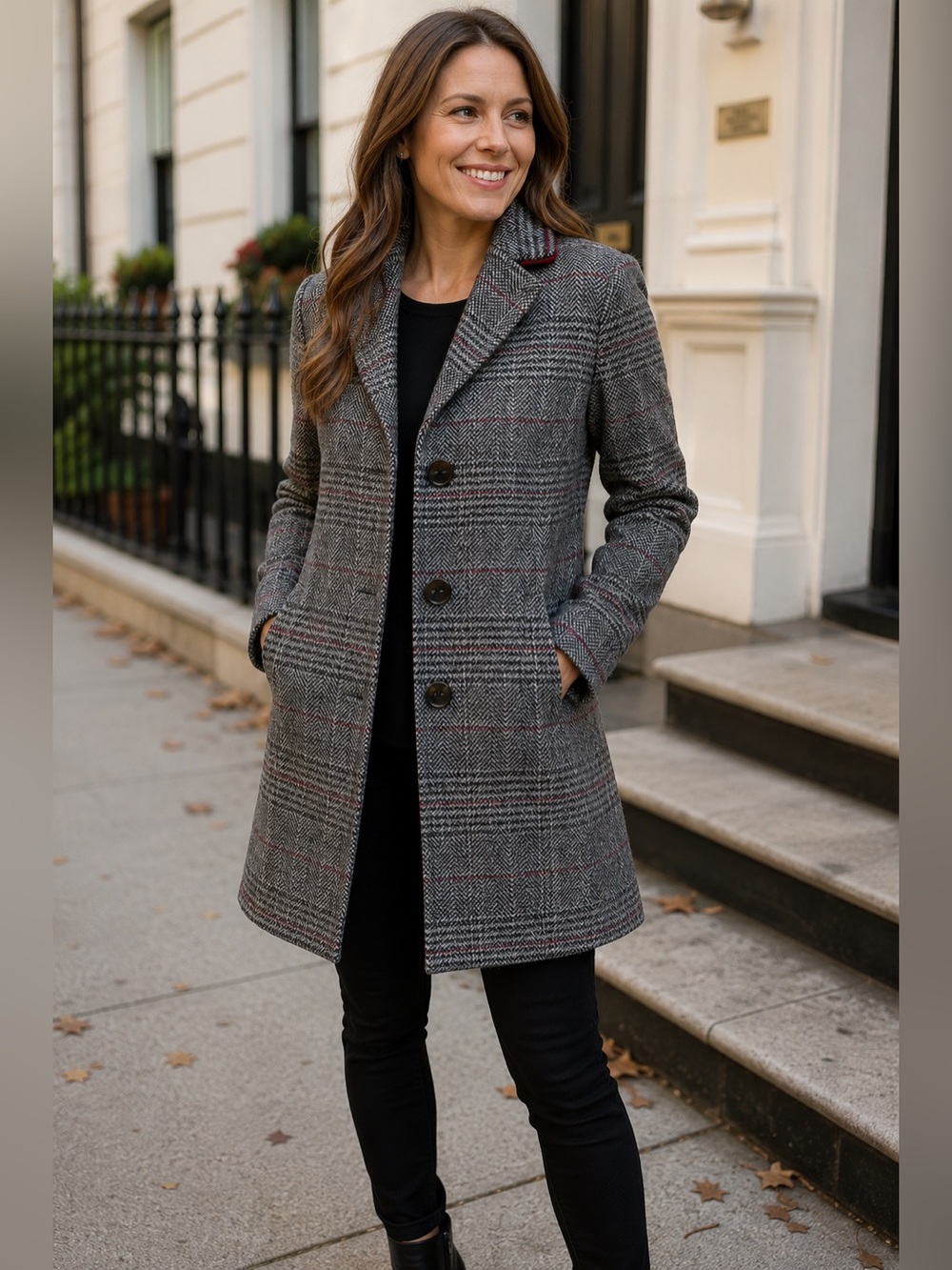 Maralyn & Me Gray Plaid Lined Coat | Single-Breasted Button Front | Women’s XS